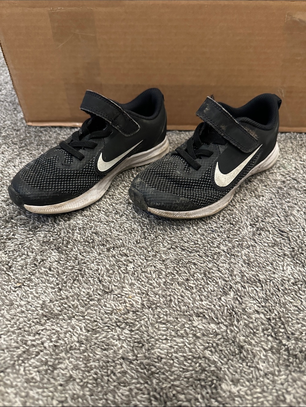 Nike Kids Black and White Velcro Athletic Sneakers